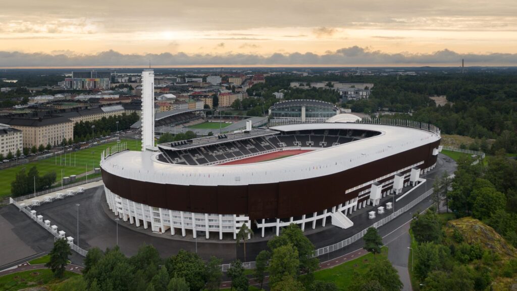 Kuva Olympiastadionista, jossa Agilityliiton toimisto nykyään sijaitsee